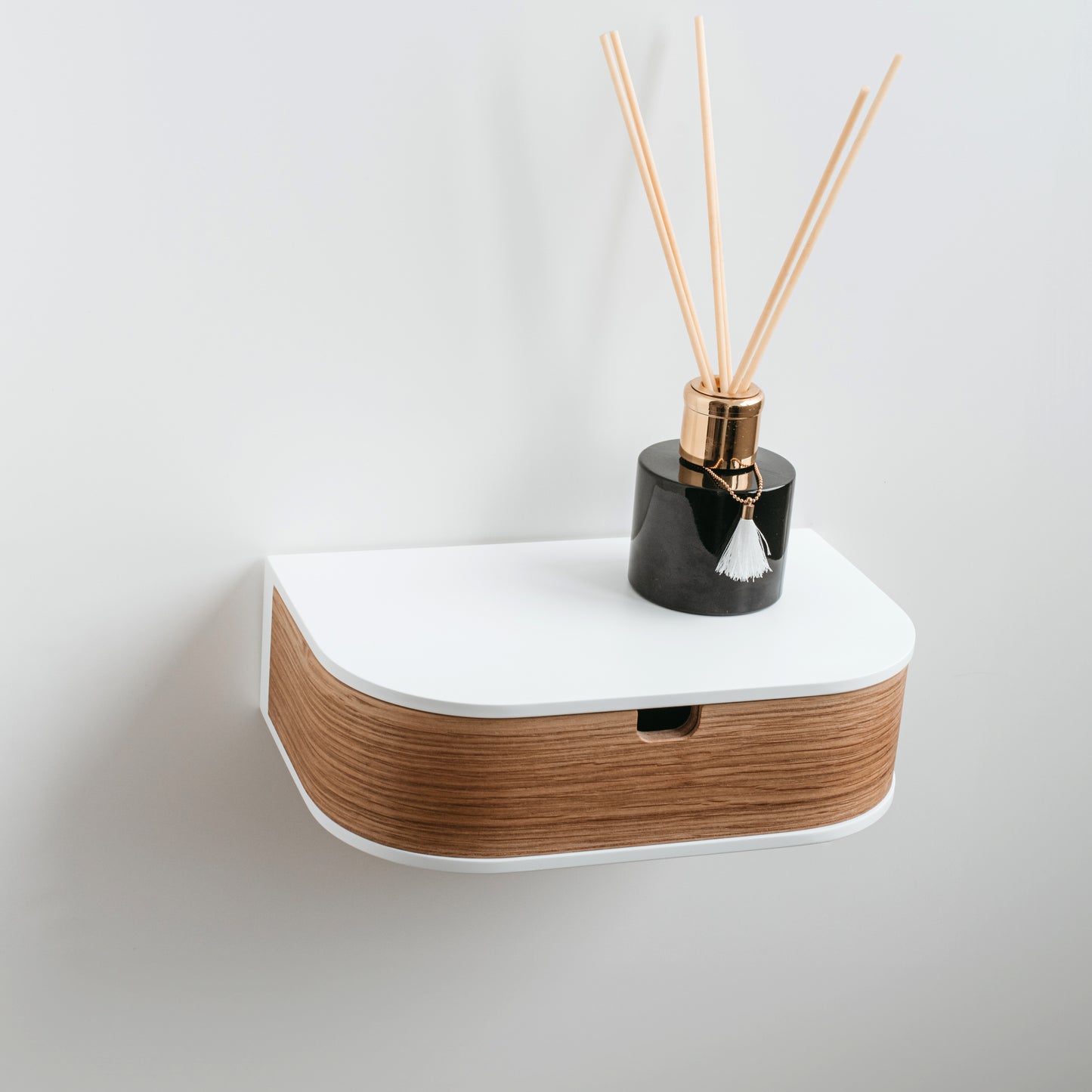 Minimalist Wooden Floating Shelf Drawer, Bedside Table, 4 Colors
