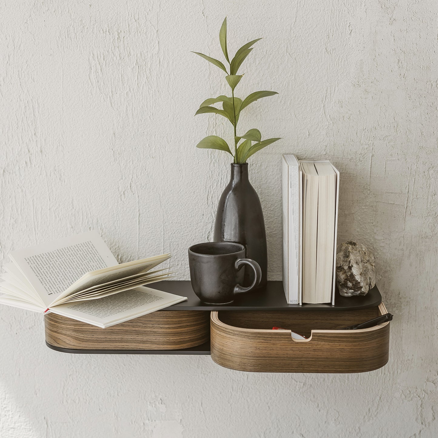 Floating Shelf with Two Drawers, Vanity Desk, 4 Colors