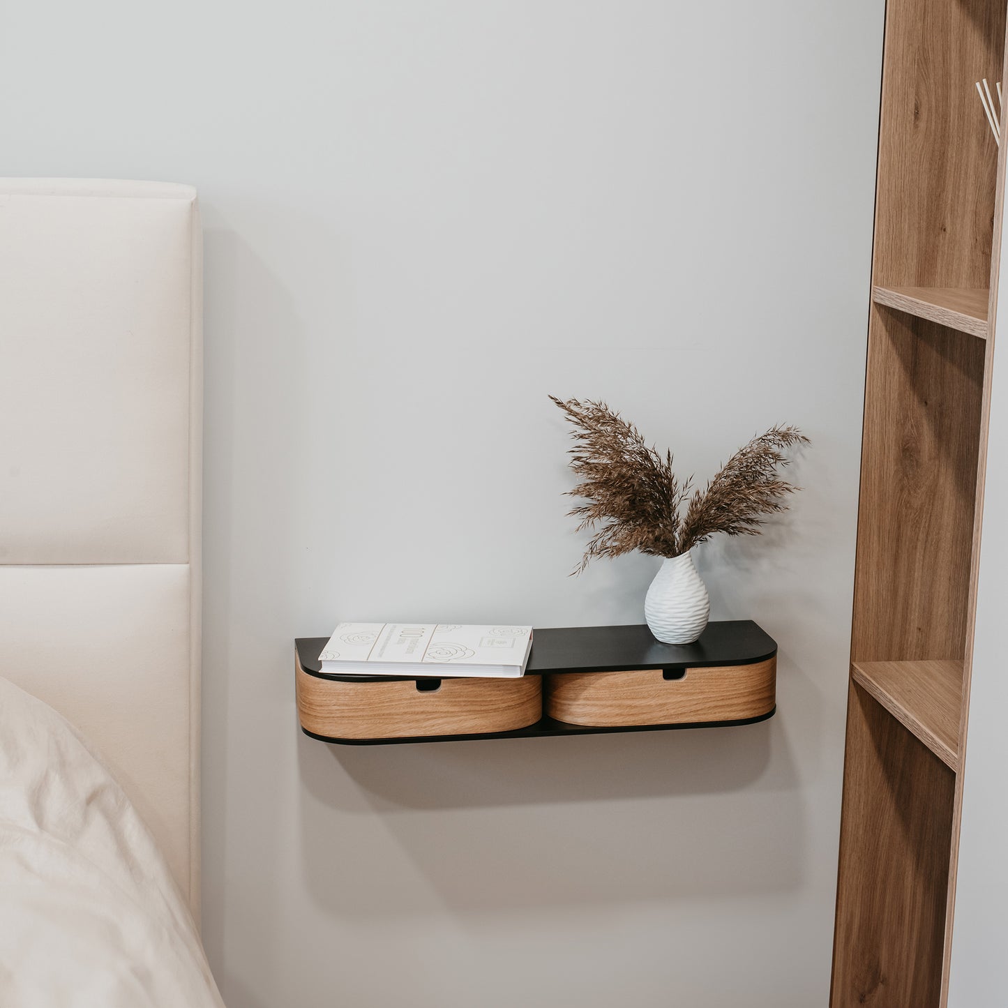Floating Shelf with Two Drawers, Vanity Desk, 4 Colors