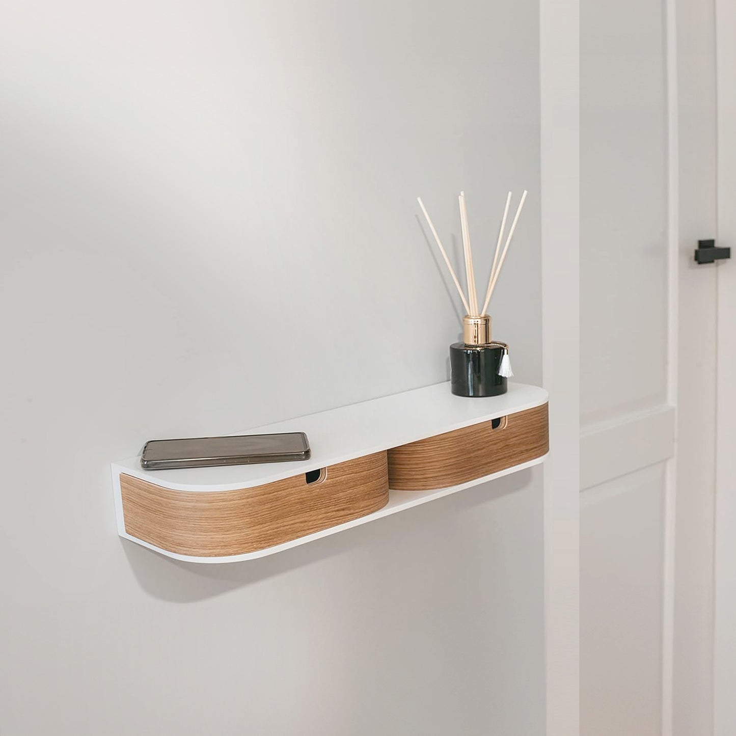 Floating Shelf with Two Drawers, Vanity Desk, 4 Colors
