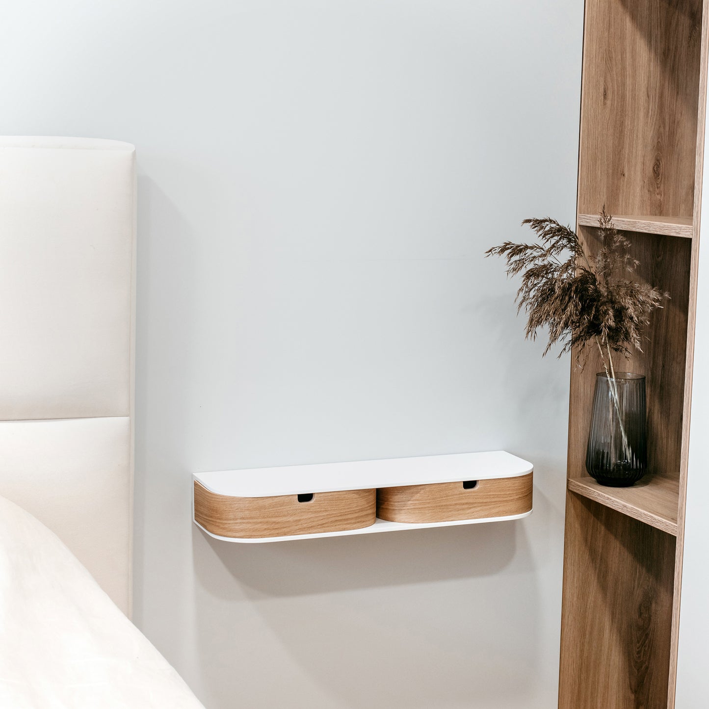 Floating Shelf with Two Drawers, Vanity Desk, 4 Colors