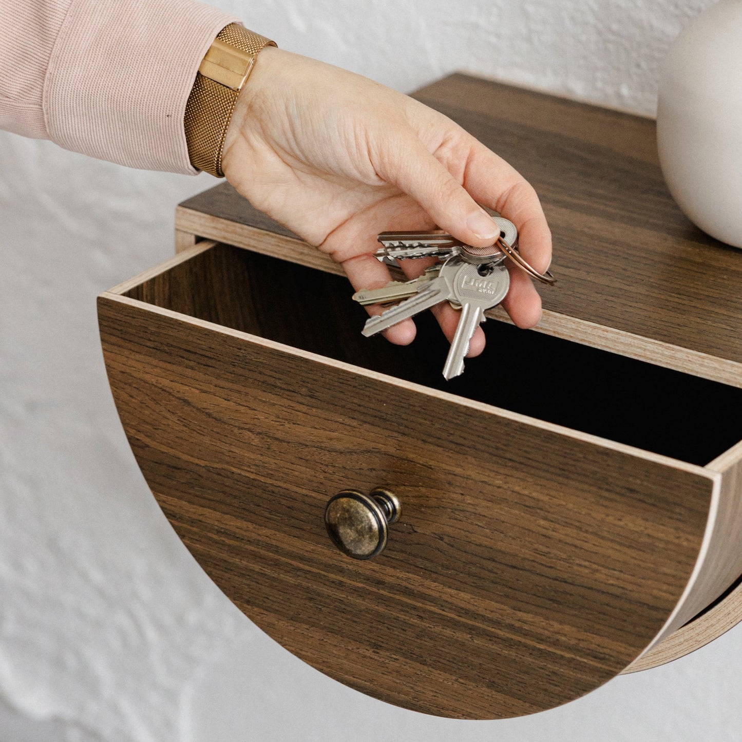 Wooden minimalist wall drawer shelf, Bedroom nightstand drawer