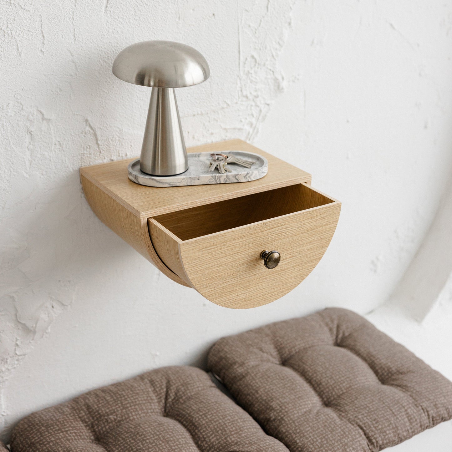 Wooden minimalist wall drawer shelf, Bedroom nightstand drawer