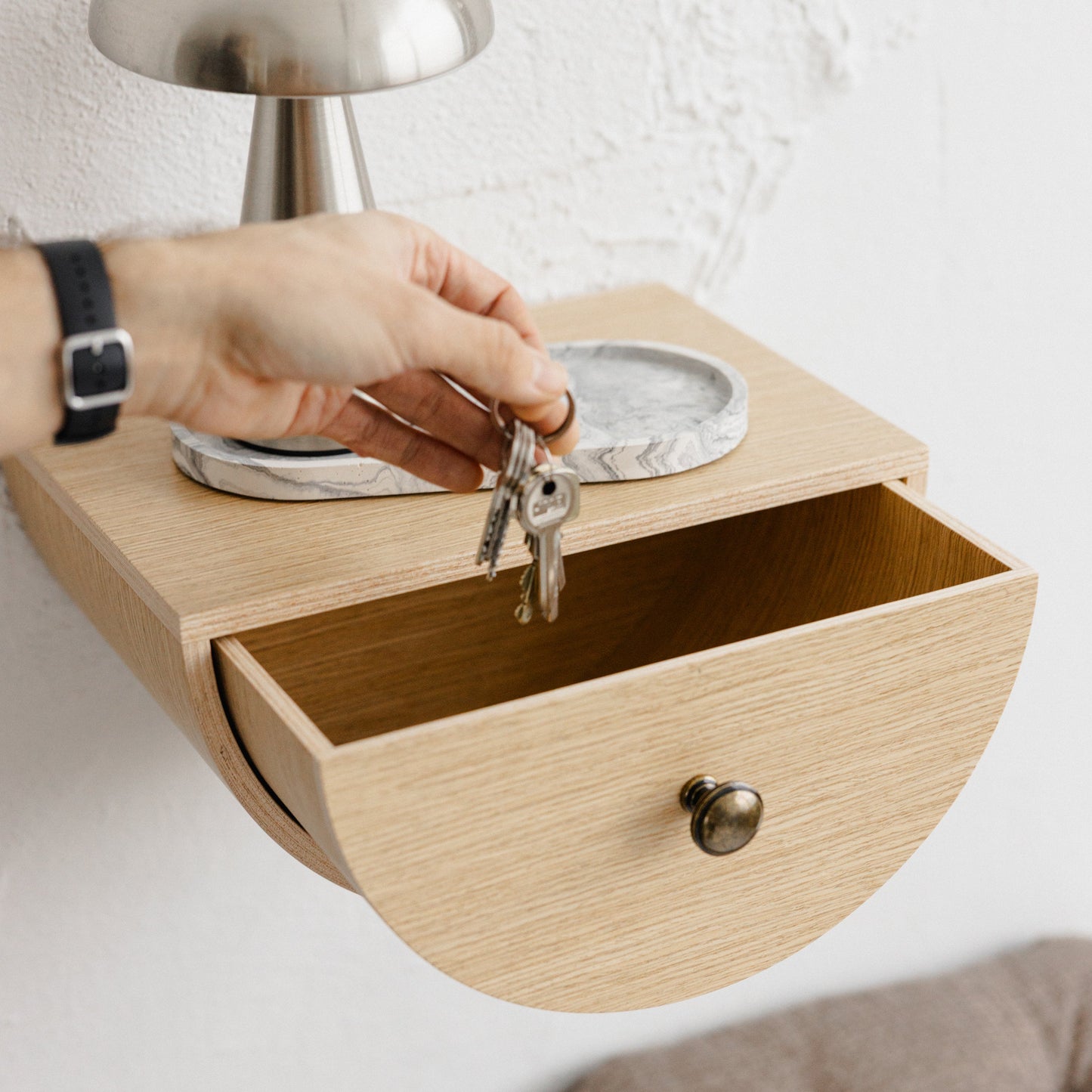 Wooden minimalist wall drawer shelf, Bedroom nightstand drawer