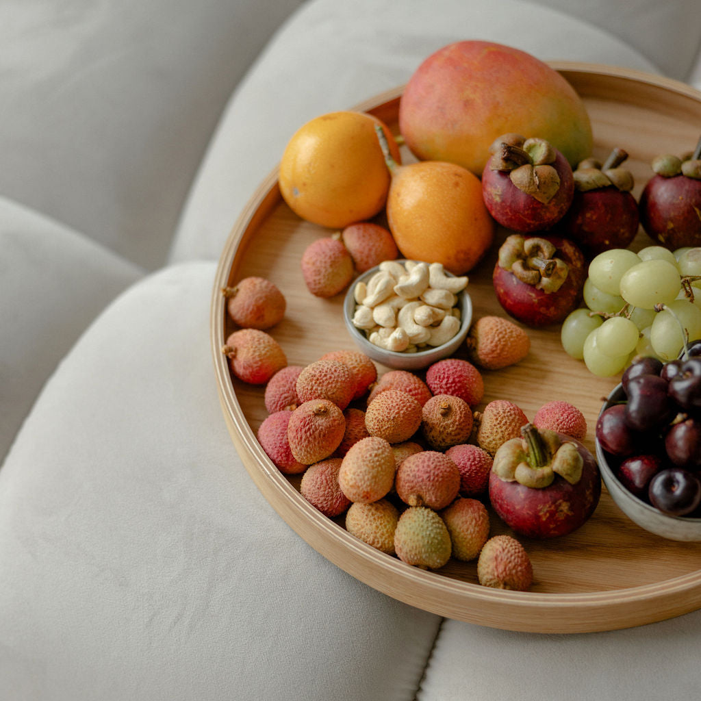 Large Round Oak Serving Board for Holiday Home Decor