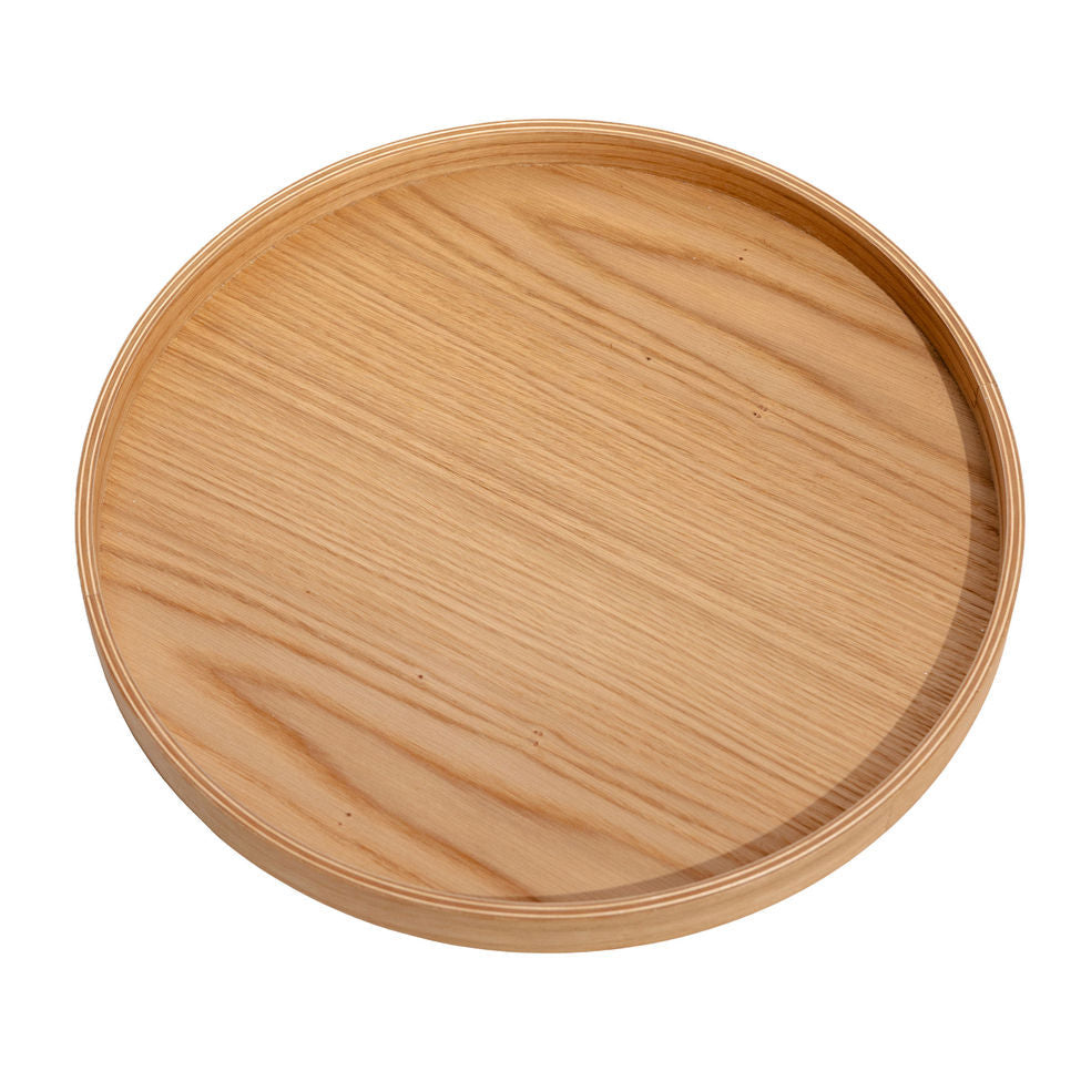Large Round Oak Serving Board for Holiday Home Decor