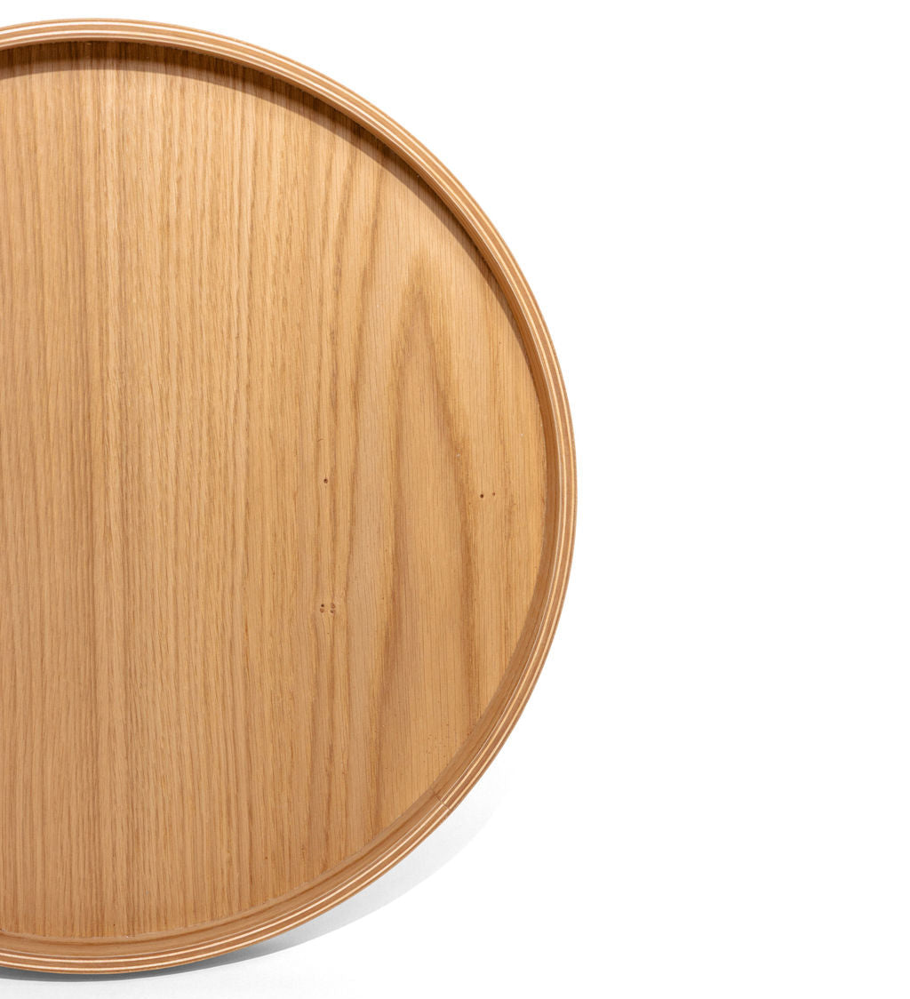 Large Round Oak Serving Board for Holiday Home Decor