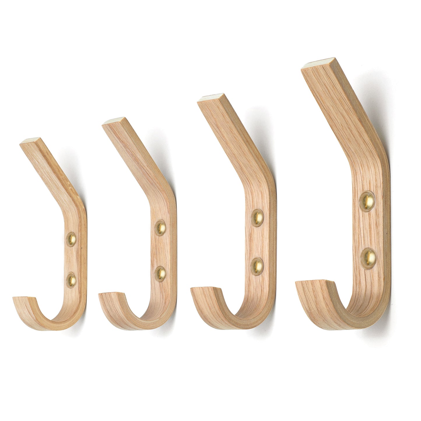 Set of 4 Wooden Wall Hooks, 5 Colors