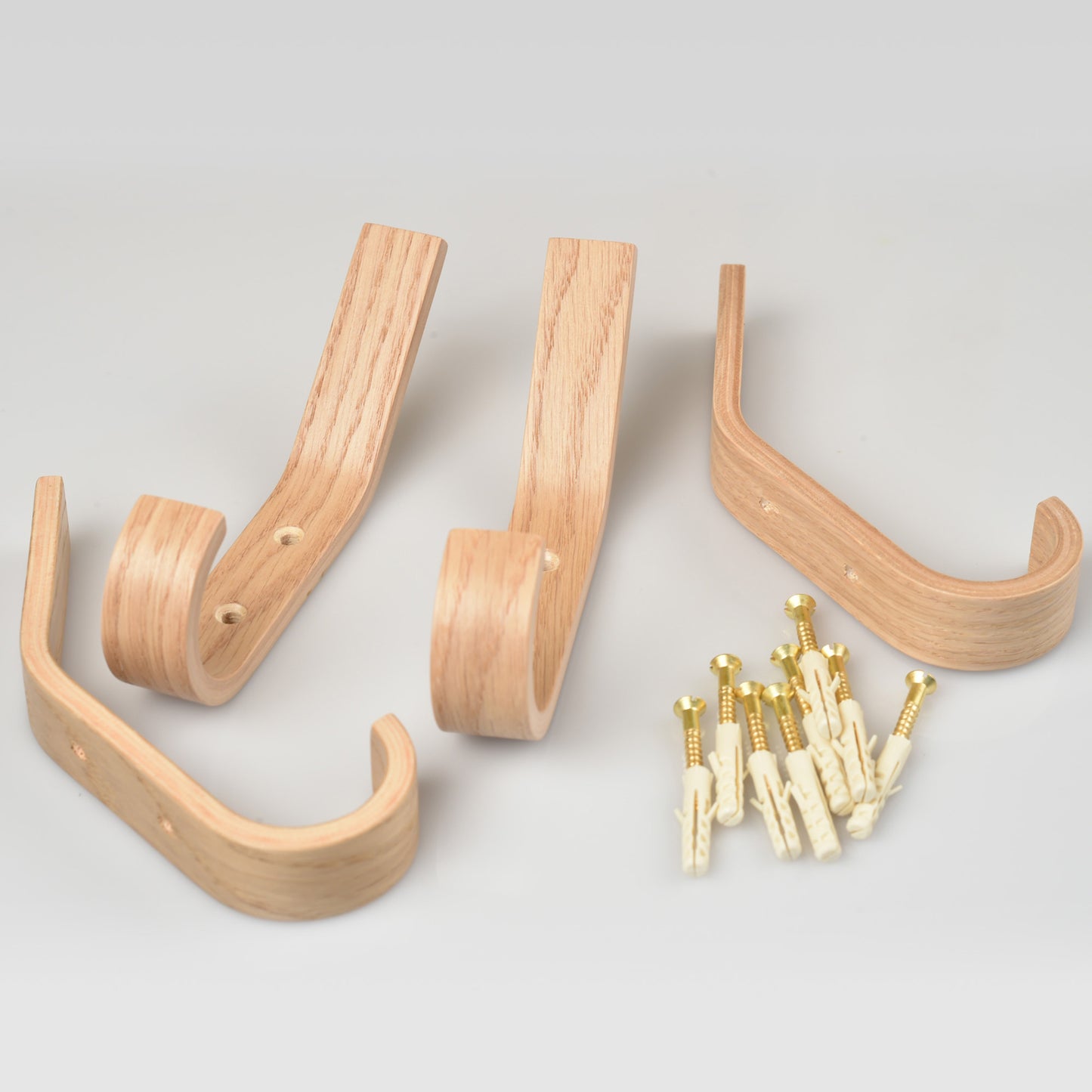 Set of 4 Wooden Wall Hooks, 5 Colors