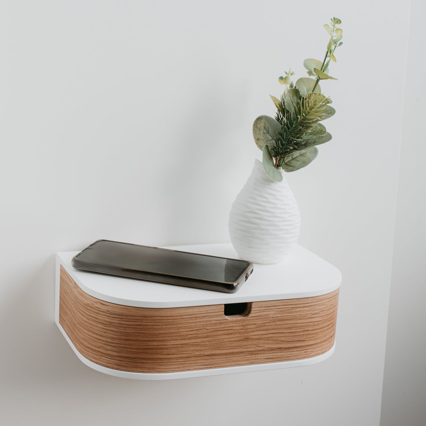 Minimalist Wooden Floating Shelf Drawer, Bedside Table, 4 Colors