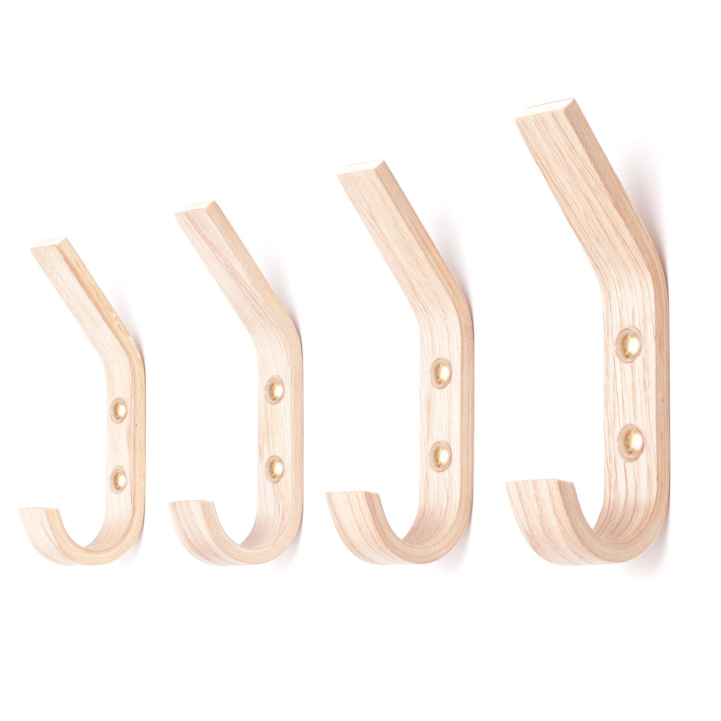 Set of 4 Wooden Wall Hooks, 5 Colors