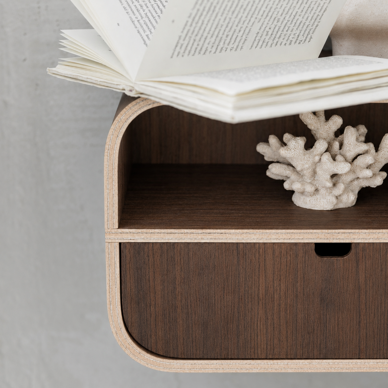 Floating Nightstand with Drawer, Minimalist Wall Mounted Oak Bedside Table