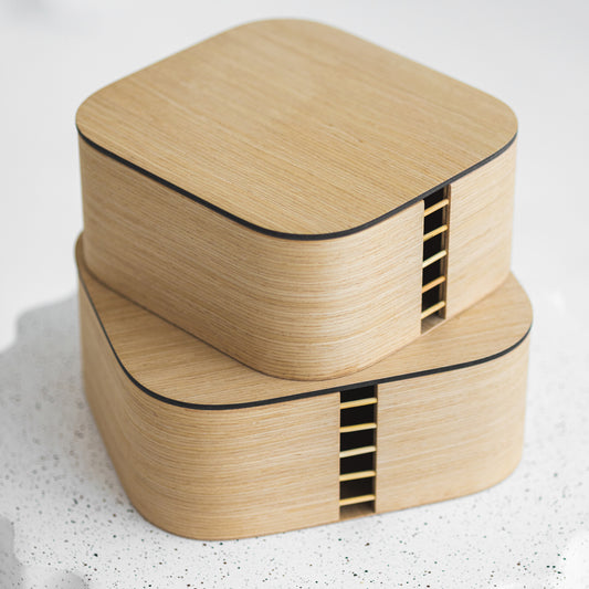 Set of two wooden storage boxes with lid, Home organization decor wood boxes