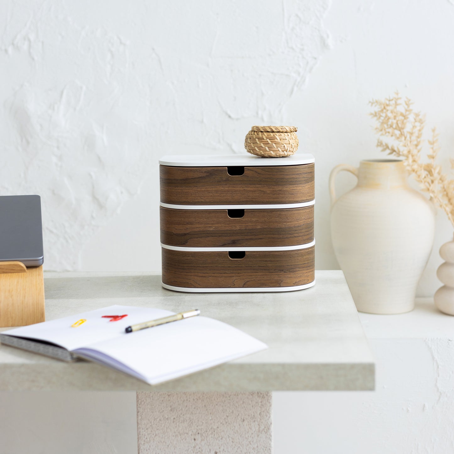 Mounted separate wood drawer box, Desk organization ideas