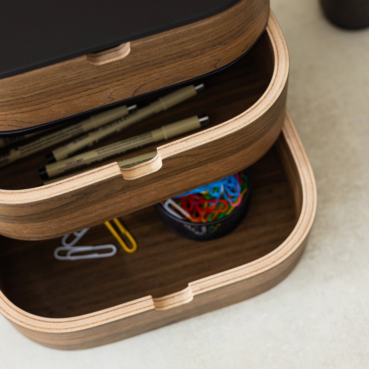 Mounted separate wood drawer box, Desk organization ideas