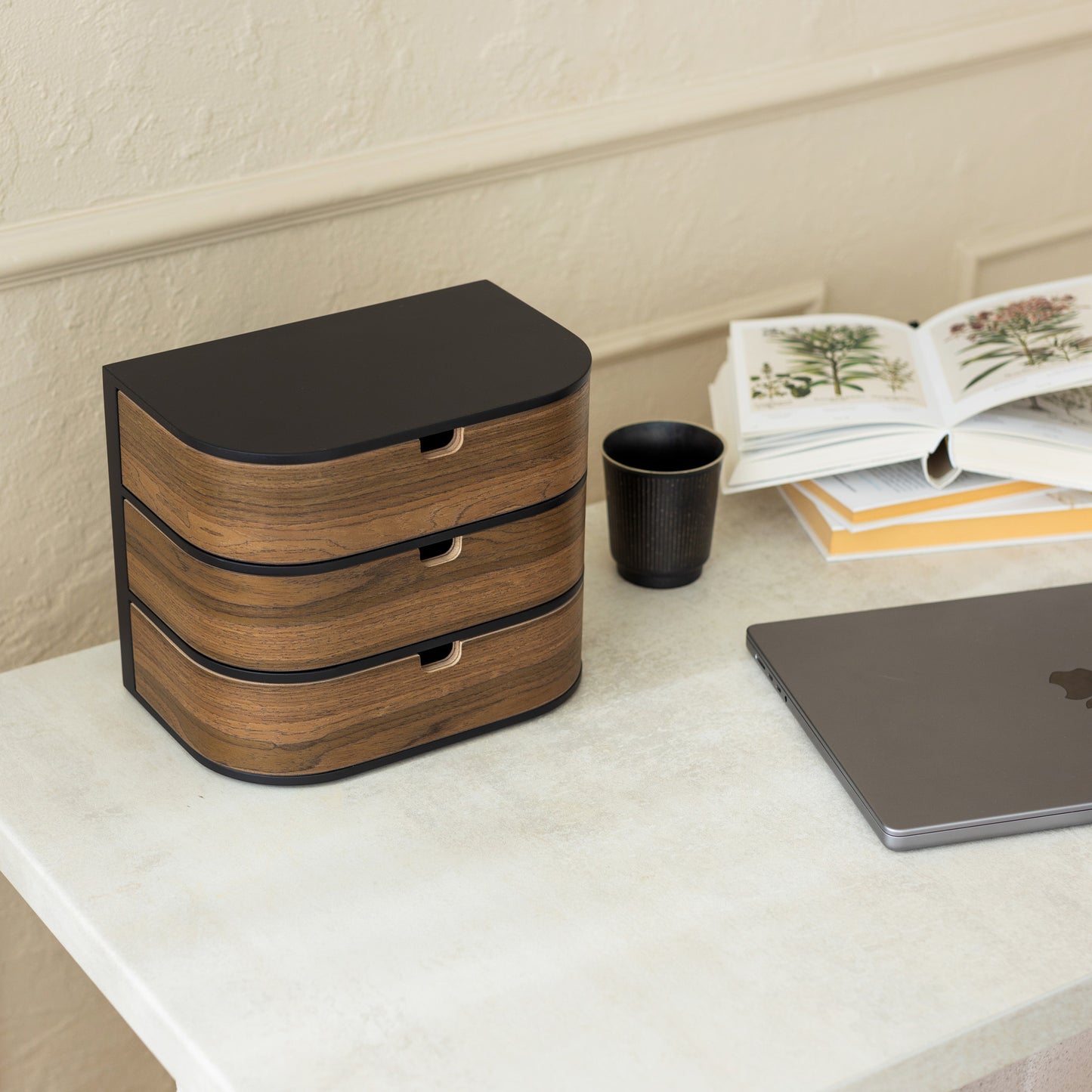 Mounted separate wood drawer box, Desk organization ideas