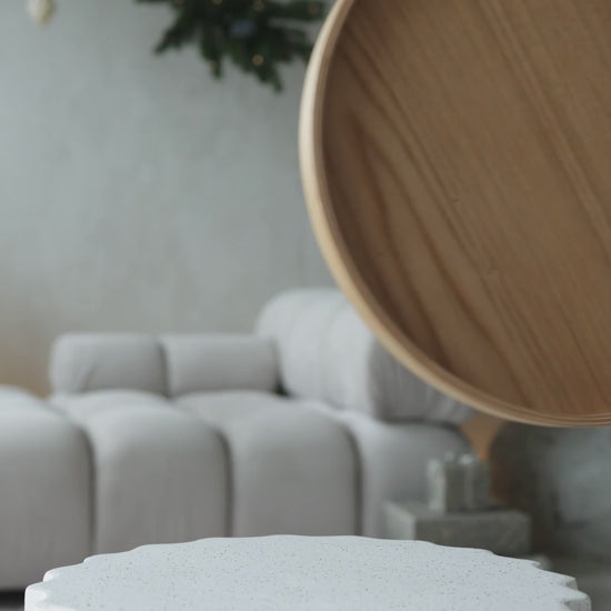 Large Round Oak Serving Board for Holiday Home Decor