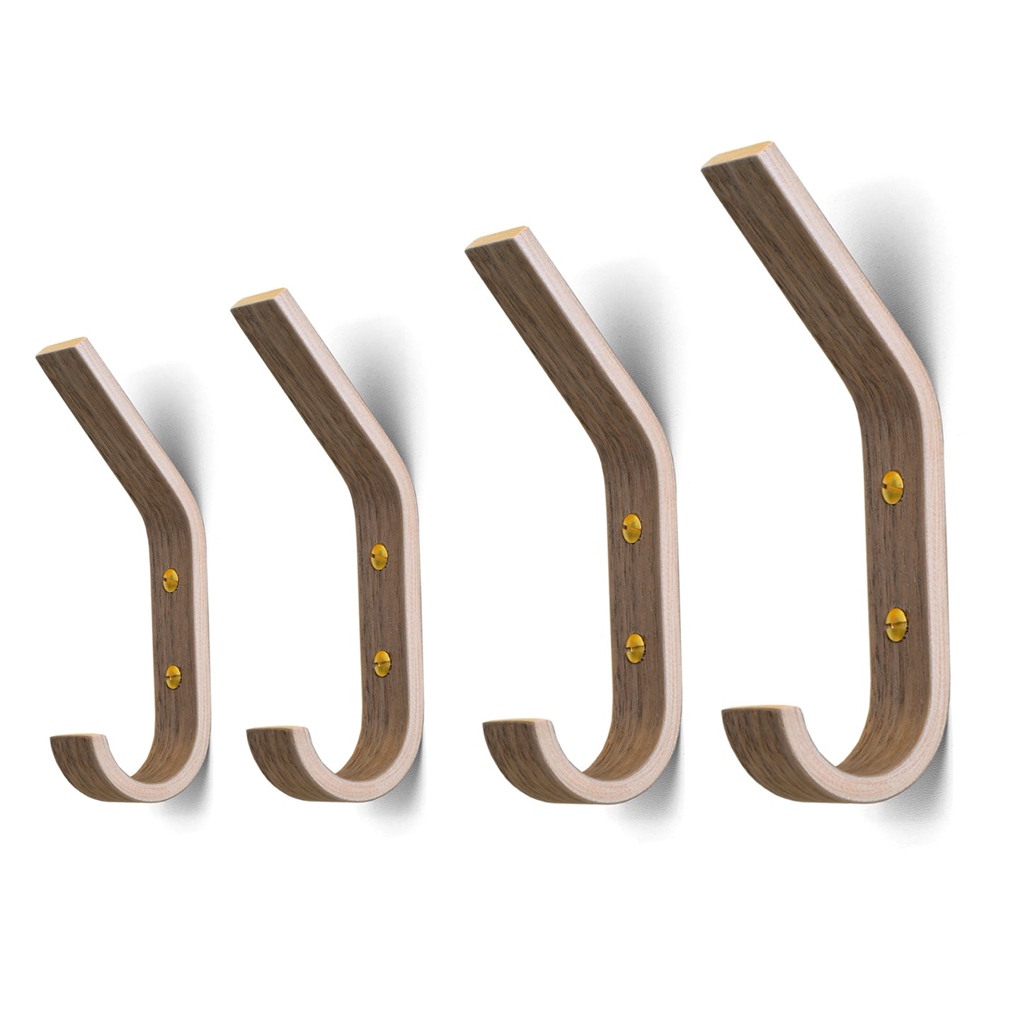 Set of 4 Wooden Wall Hooks, 5 Colors