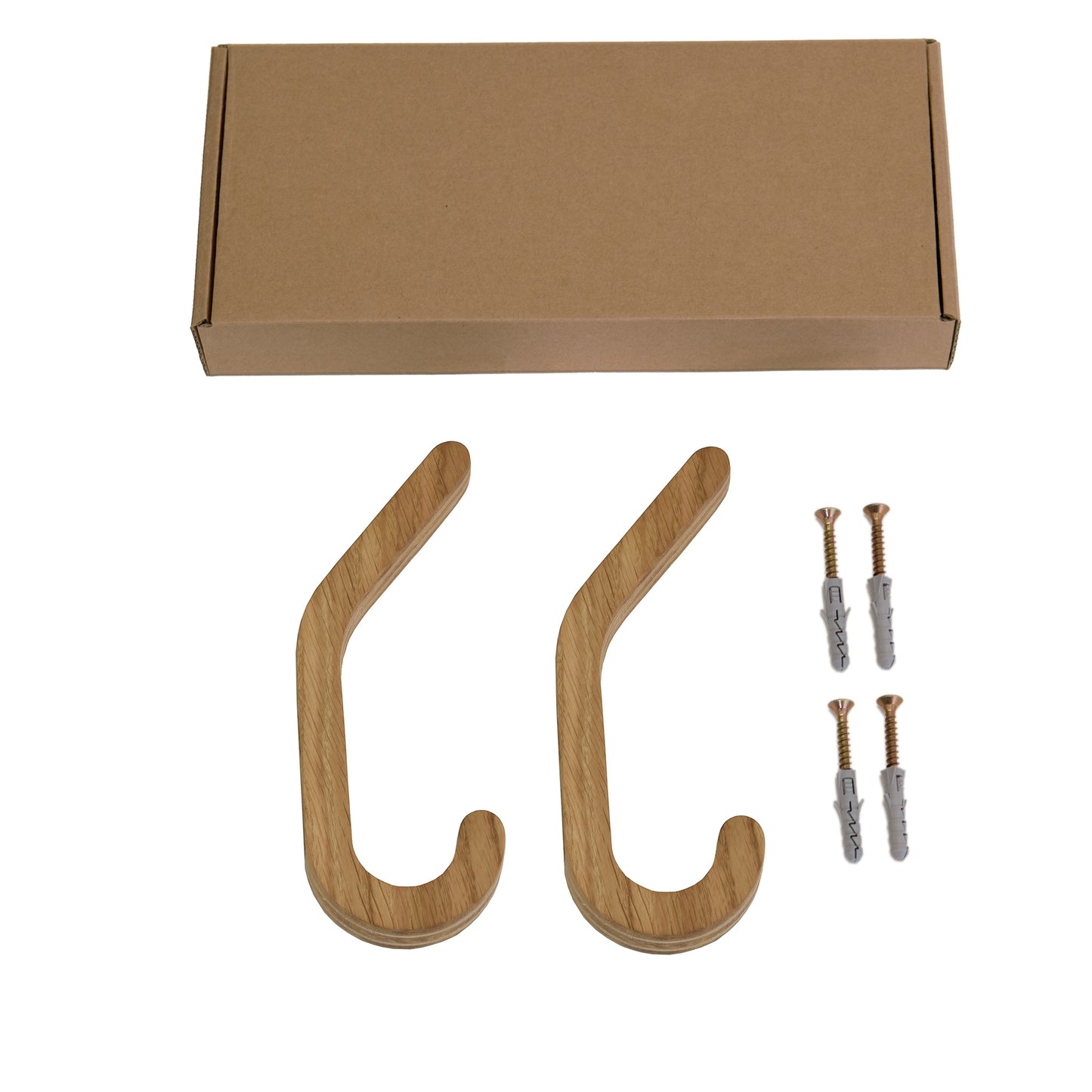 Set of 2 Wooden Wall Hooks for Coats & Storage Organization