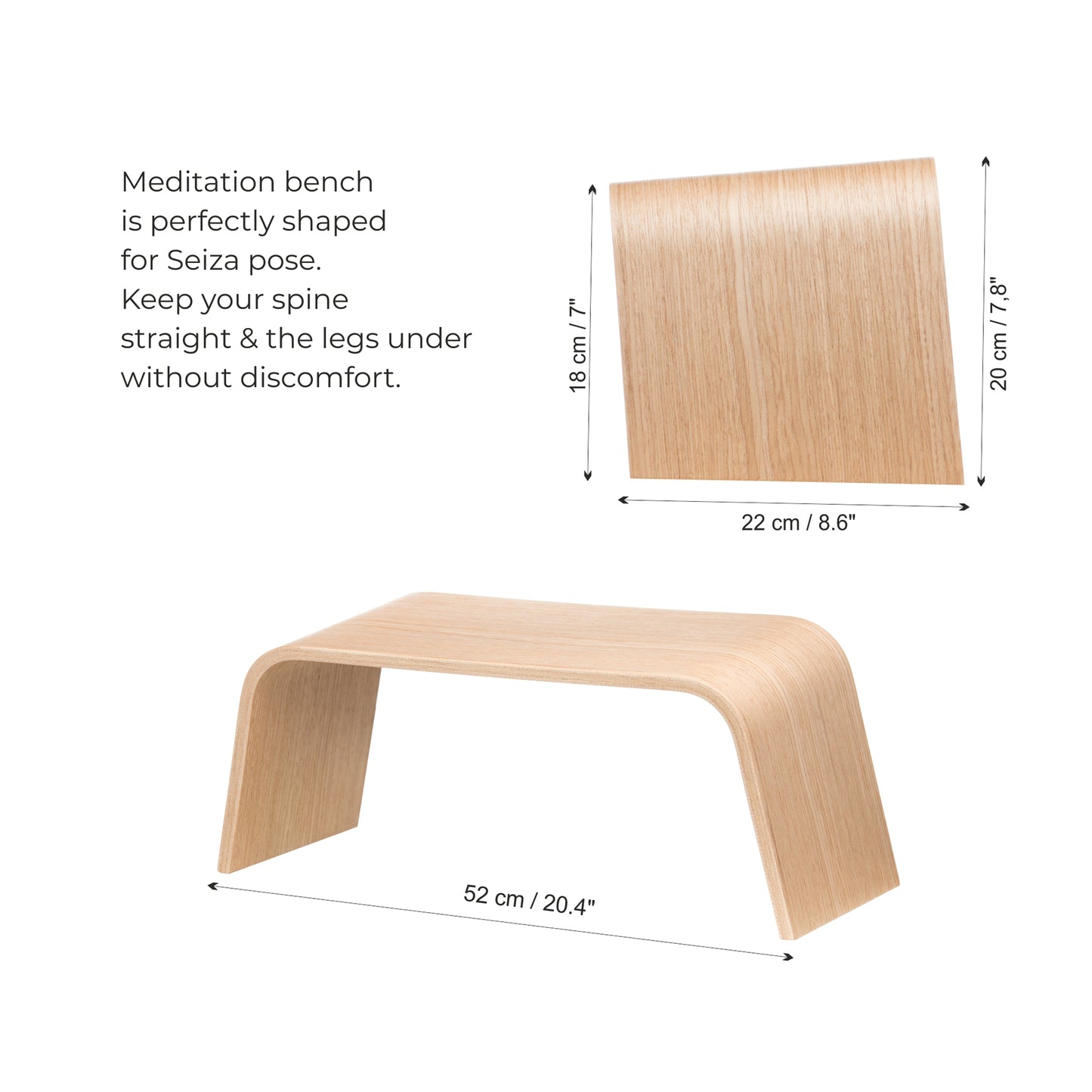 Strong Wooden Bench for Meditation, Seiza, Praying and Healthier Sitting