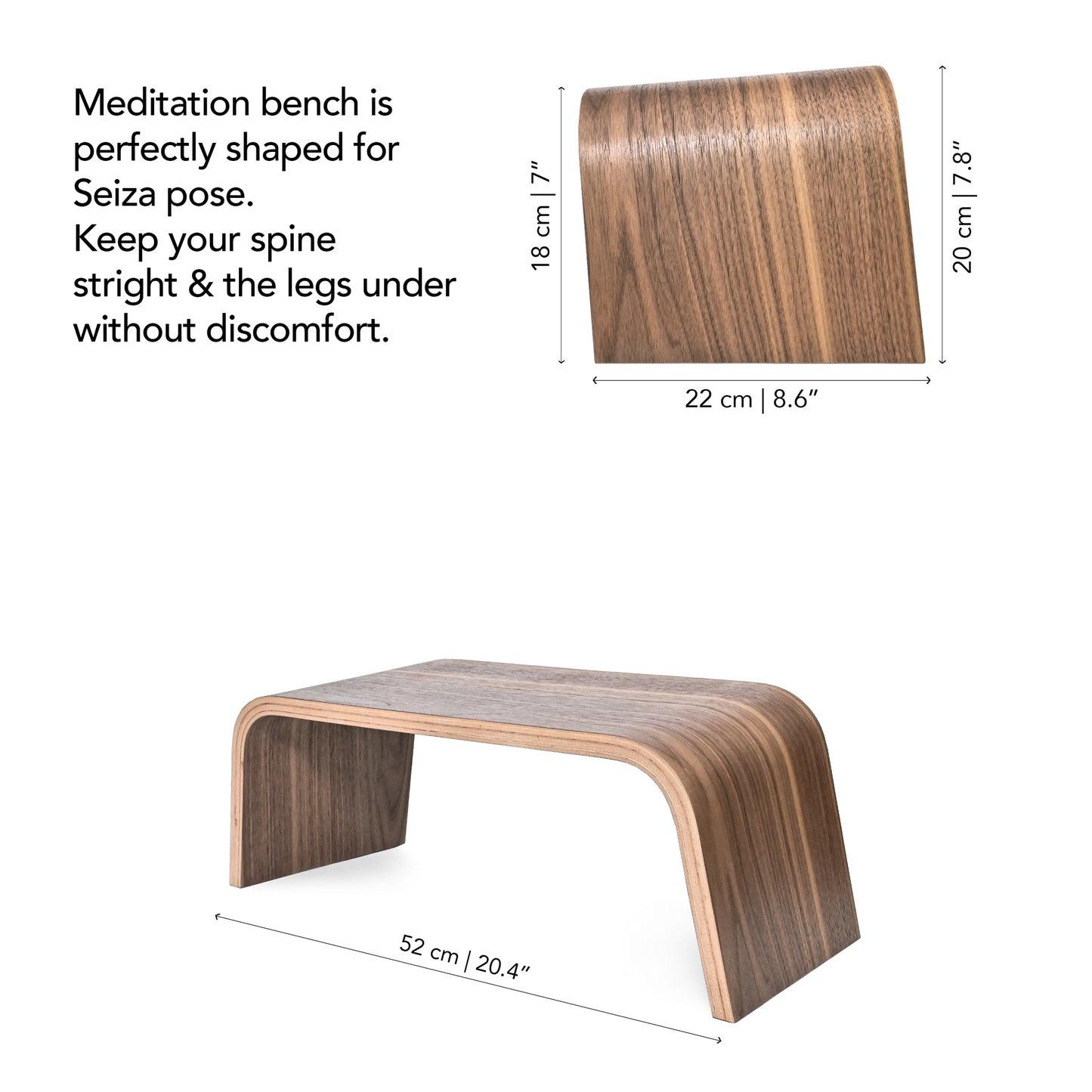 Strong Wooden Bench for Meditation, Seiza, Praying and Healthier Sitting