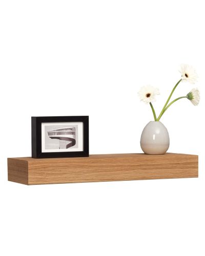 Minimalist wooden mounted shelf, oak