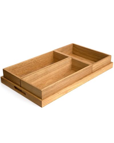  Set of wooden boxes and ottoman tray 