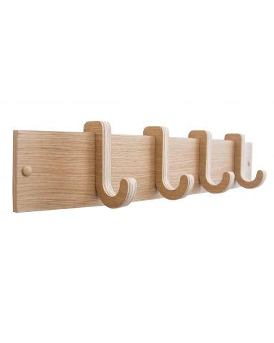 Wooden rack with 4 sliding hooks, oak
