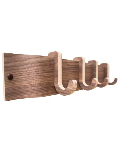 Wooden rack with 4 sliding hooks, walnut