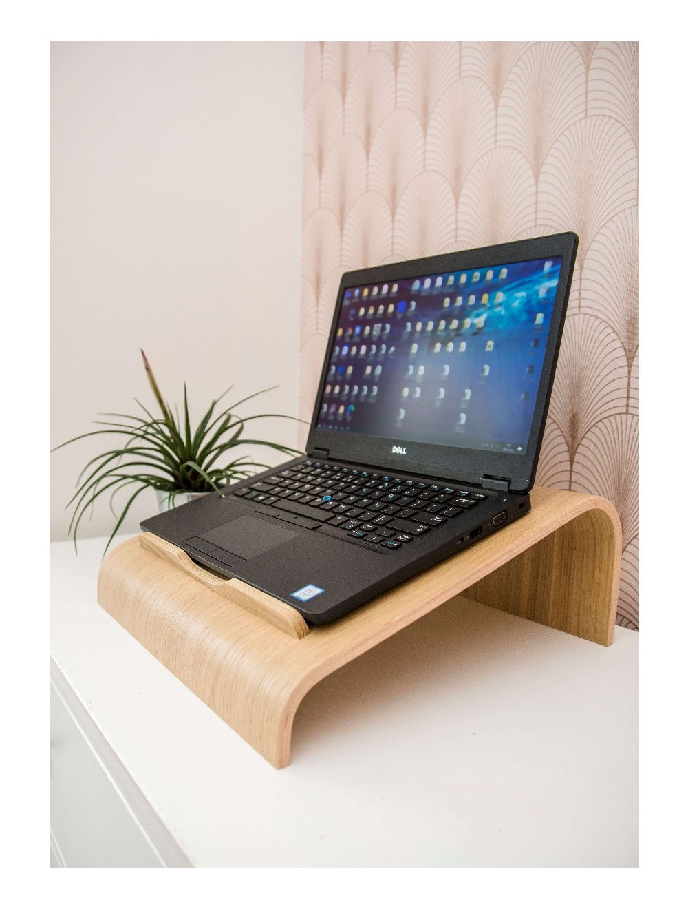 Wooden mounted laptop stand, oak